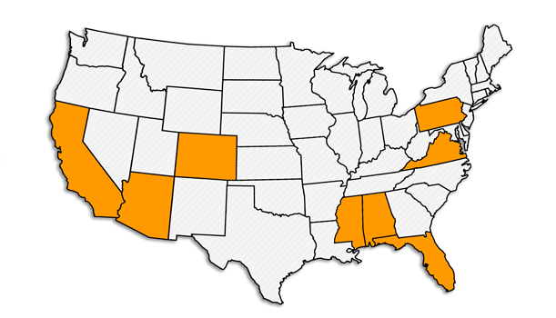 United States Map - States with service